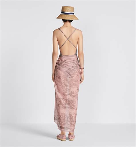 dior pink sarong|Toile de Jouy Sauvage Sarong Pink and Gray Cotton .